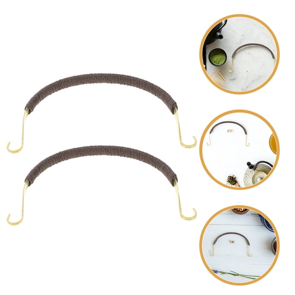 CRILSTYLEO 2Pcs Copper Teapot Handle Replacement Woven Ergonomic Kettle Grip Detachable Metal Pot Handle for Teapots