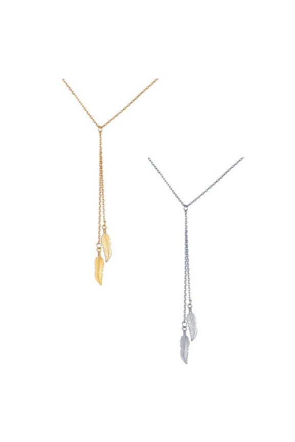 2Pcs Delicate Neck Chain with Unique Leaf Pendant Assorted Color Perfect for Anniversary and Birthday