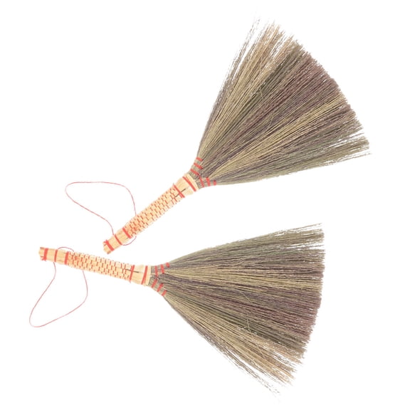 CRILSTYLEO 2-Piece Desk Dust Brooms, Multi-Color Straw Bristle Hand Brooms for Hard-to-Reach Areas, Home Office Cleaning