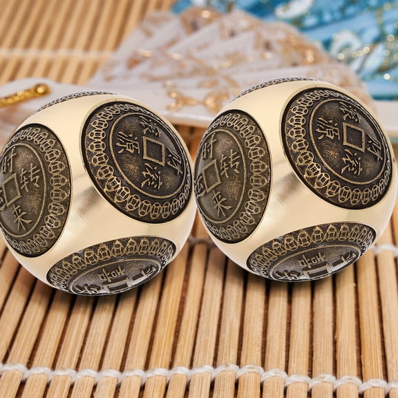 CRILSTYLEO 2Pcs Durable Brass Hand Exercise Balls for Home Use with Unique Engraved Design