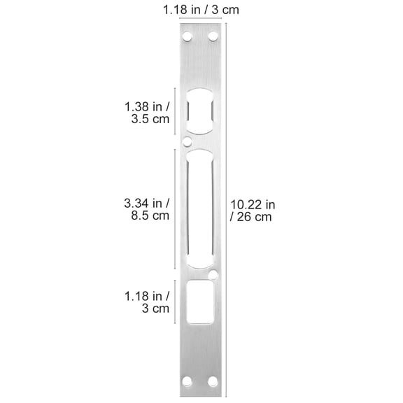 CRILSTYLEO 2Pcs Flat Security Door Strike Plates Stainless Steel 10.2X1.2X0.3In for Prevent Forced Entry