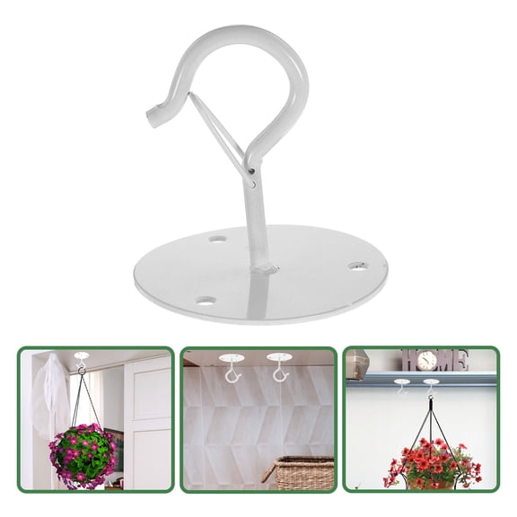 CRILSTYLEO 2Pcs Flower Pot Hangers White Carbon Steel Ceiling Mount Hangers 6.55x6.5x6.5cm