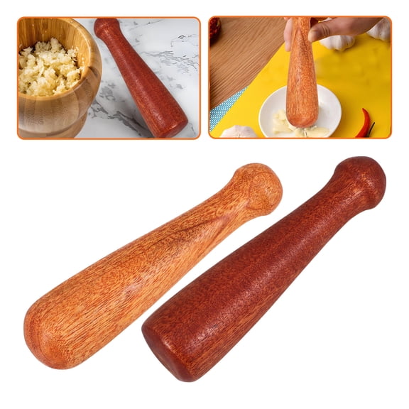 CRILSTYLEO 2Pcs Transparent Wooden Pestle Bars Manual Spice Grinding Rods Kitchen Tools for Home