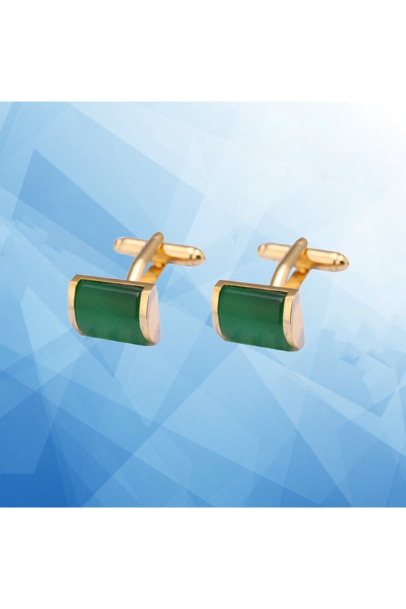 2Pcs Green Sleeve Cufflinks Simple Design for Everyday Decor and Formal Wear