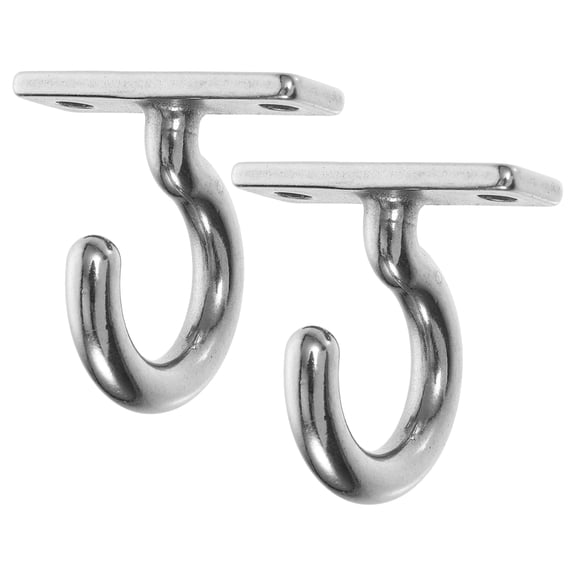 CRILSTYLEO 2-Pack Heavy Duty Stainless Steel Ceiling Mount Hooks with Pad Eye Plate, Resistant for Boat Docking and Outdoor Use
