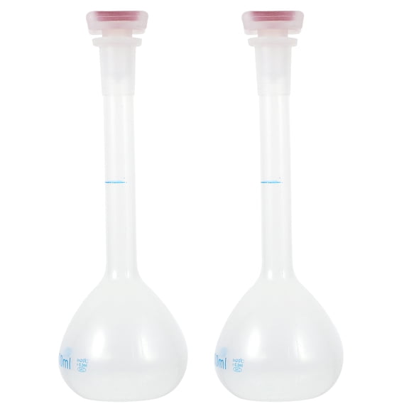 CRILSTYLEO 2Pcs Laboratory Volumetric Flask White Plastic Bottles Durable Capacity Dispenser