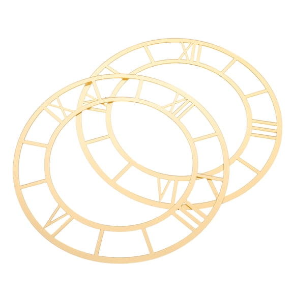 CRILSTYLEO Elegant Golden Acrylic Clock Decal, Mirror Finish Roman Numeral for Home Decor, 2Pcs