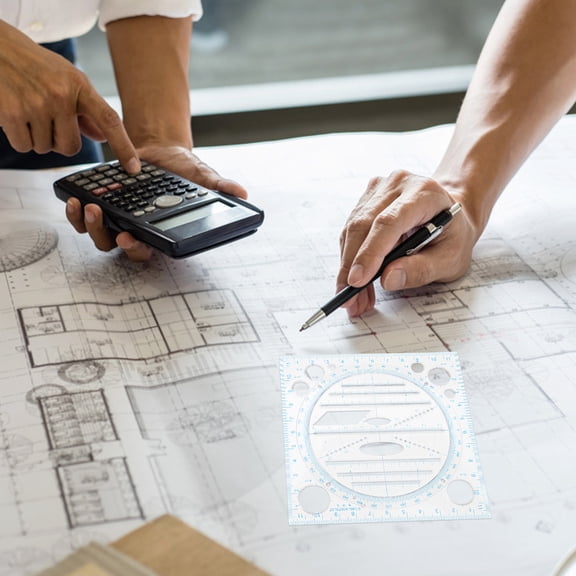 CRILSTYLEO 2Pcs Multi Functional Geometric Drawing Template for Art Design Blue 4.7x4.7x0.2in