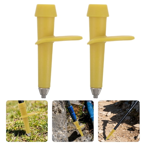 CRILSTYLEO 2-Pack Hiking Pole Tip Covers in Yellow for Enhanced Grip Mud, Snow, and Rough Outdoor