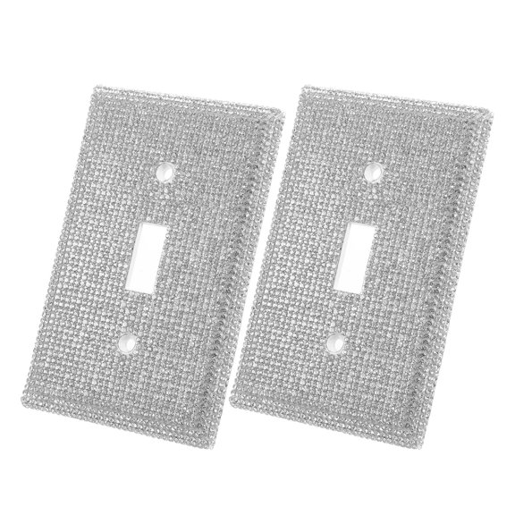 CRILSTYLEO 2Pcs Plated Silver Decorative Light Switch Covers with Rhinestone for Elegant Wall Accent