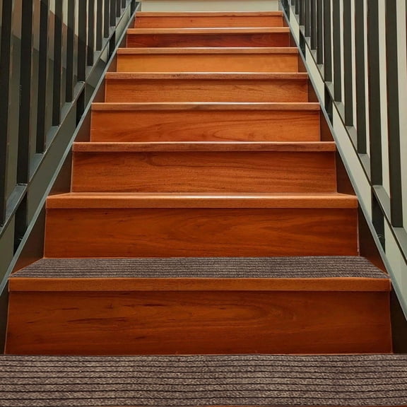 CRILSTYLEO 2Pcs Polyester Non Slip Stair Tread Covers Coffee Color for Spiral Staircase
