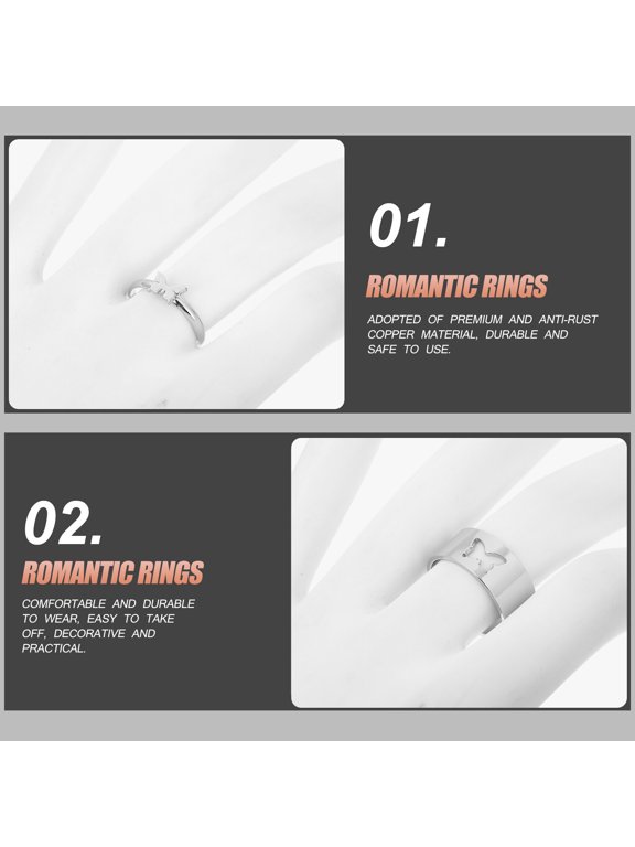 2Pcs Romantic Couple Rings Crafted from Durable Anti Rust Copper for Hand Accessories