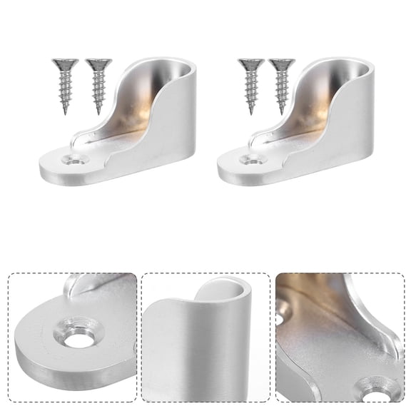 CRILSTYLEO 2Pcs Rustproof Zinc Alloy Closet Pole Socket with 3 Hole Bracket for Bathroom Wardrobe