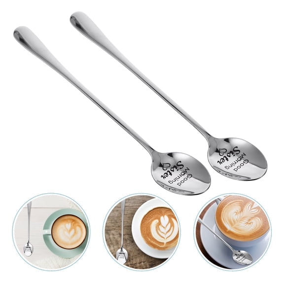 CRILSTYLEO Set of 2 Stainless Steel Mixing Spoons with Smooth Edges and Comfortable Grip for Coffee and Beverage Use