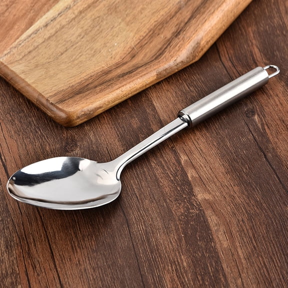 CRILSTYLEO 2Pcs Stainless Steel Soup Spoon with Tail Hanging Hole for Home Use