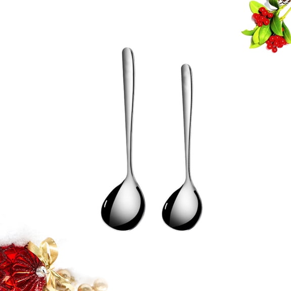 CRILSTYLEO 2Pcs Stainless Steel Spoon for Mixing Soup and Porridge in Kitchen