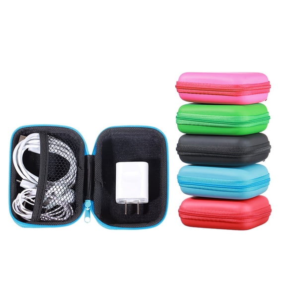 CRILSTYLEO 2-Pack Hard Disk Carrying Case with Zipper, EVA Material Compact Storage Box for Data Cables, Assorted Colors