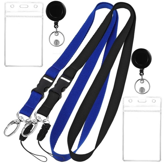 CRILSTYLEO 2Set Clear PVC ID Card Holder With Lanyard For Office School Everyday Use 11.8x7.9x0.3in