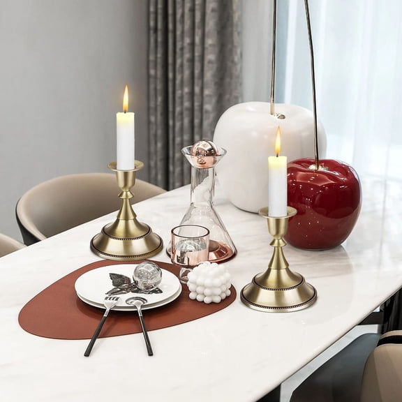 CRILSTYLEO 2-Piece Alloy Candlestick Set for Elegant Table Centerpiece and Romantic Candlelight Dinner Decor
