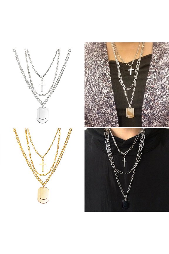 2Sets Black Neck Chain Multi Layers Necklace with Creative Design for Lasting Wear and Elegant Look