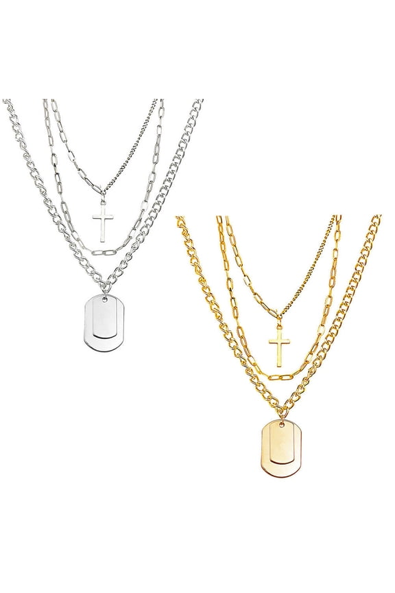 2Sets Clavicle Chain Necklace Black Multi Layers Neck Jewelry with Creative Design for Fashion Decoration