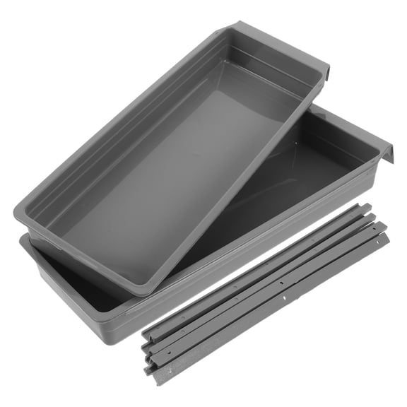 CRILSTYLEO 2Sets Grey Plastic Industrial Sewing Machine Table Drawer with Heavy Duty Rail Sliders for Home