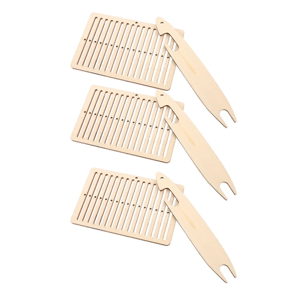 CRILSTYLEO 3 Sets Wooden Weaving Loom Kit with Shuttles and Heddle Bars