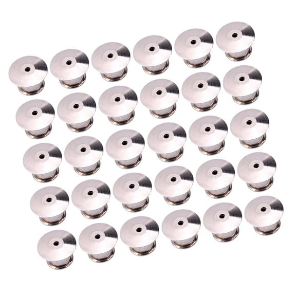 CRILSTYLEO 30Pcs Flat Locking Pin Keepers Silver Metal for Brooches Badges Name Tags and Lanyards