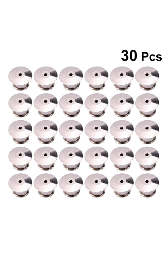 30Pcs Locking Pin Backs Metal for Brooch and Badge with Flat Head Design
