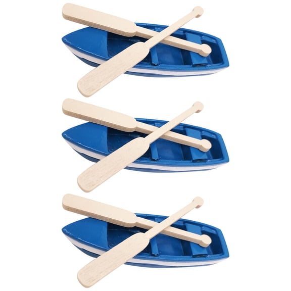 CRILSTYLEO 3Pcs Blue Sailboat Figurine Model Boat for Micro Landscape Lovers Home Decoration