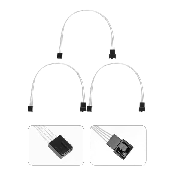 CRILSTYLEO 3-Pack PC Case Cooling Fan Cable Extension Cord with Smooth Natural Texture for Improved Airflow
