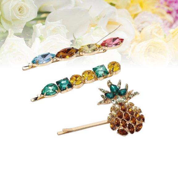CRILSTYLEO Pineapple Hairpin Acrylic Assorted Color Stylish Accessory 3Pcs
