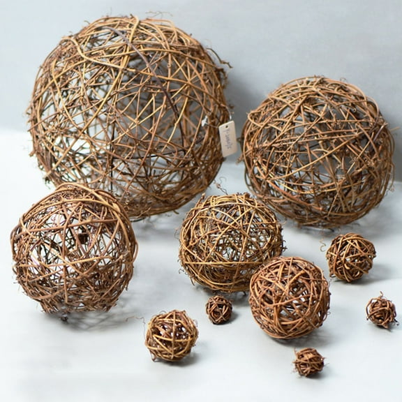 CRILSTYLEO 3Pcs Rattan Balls Wedding Decoration Brown Decorative Balls for Home Bar Mall