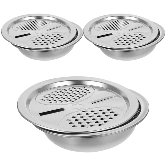 CRILSTYLEO 3Pcs Vegetable Washing Bowl Thickened Stainless Steel for Cooking 10.2X10.2X2.8in