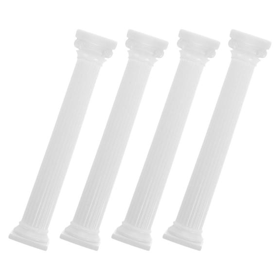 CRILSTYLEO 4-Pack White Plastic Dowels for Cake Layer Support, Roman Pillar Style, Tiered Cake Stand Accessories