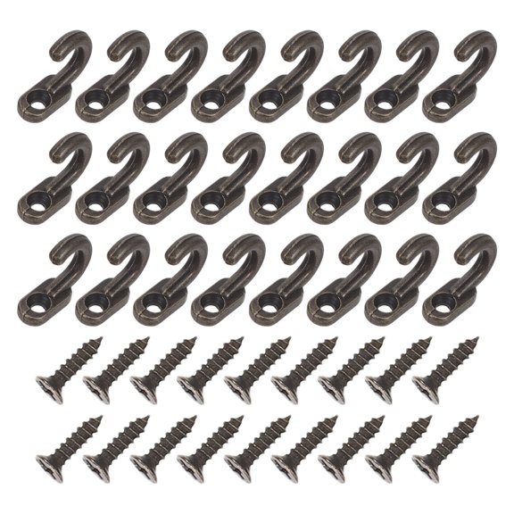CRILSTYLEO 40Pcs Retro Dark Brown Brass Wall Hooks Decorative Metal Hooks for Home and Office Use