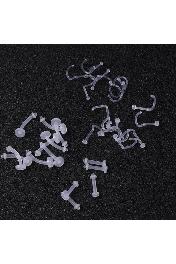 40Pcs Transparent Acrylic Piercings Art Jewelry Set Body Accessories for Nose Eyebrow Lip