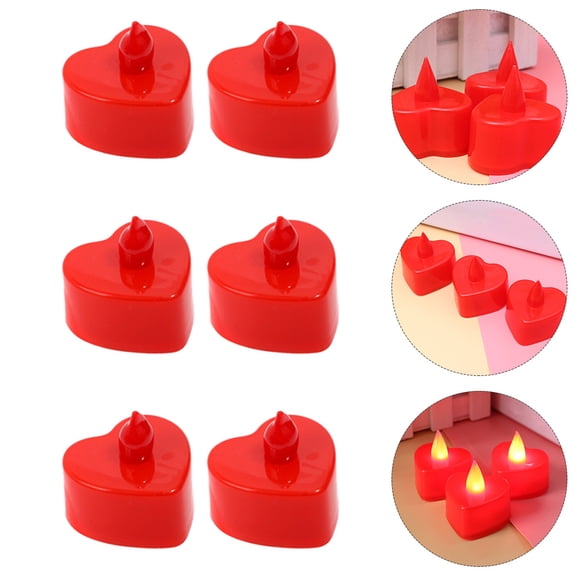 CRILSTYLEO 48Pcs Red Heart Shape LED Candle Lamps Romantic Decorative Candle Lights for Wedding Holiday Party