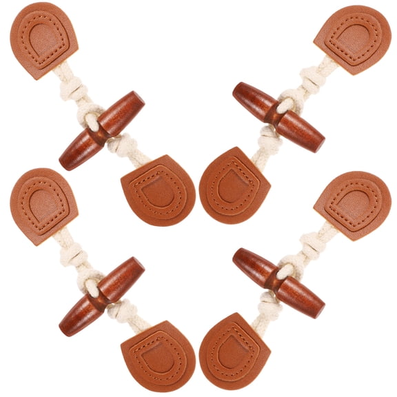 CRILSTYLEO 4Pairs Durable Light Brown Clothing Toggle Buttons for Sewing and Coat Fastening