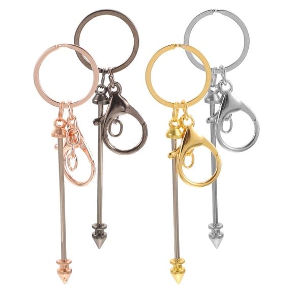 CRILSTYLEO 4Pcs Beadable Keyrings for Personalization Lovers in Black