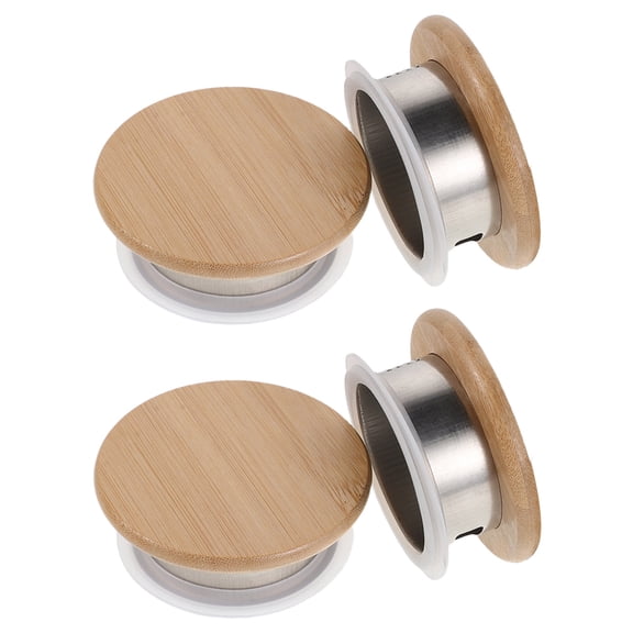 CRILSTYLEO 4-Pack Beige Stainless Steel Sealing Lids for Jug Pitcher Replacement Covers and Leak-