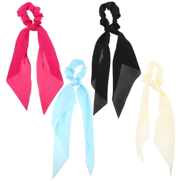 CRILSTYLEO 4Pcs Bow Hair Scrunchies with Knotted Scarf Design for Secure Fit and Stylish Ponytails