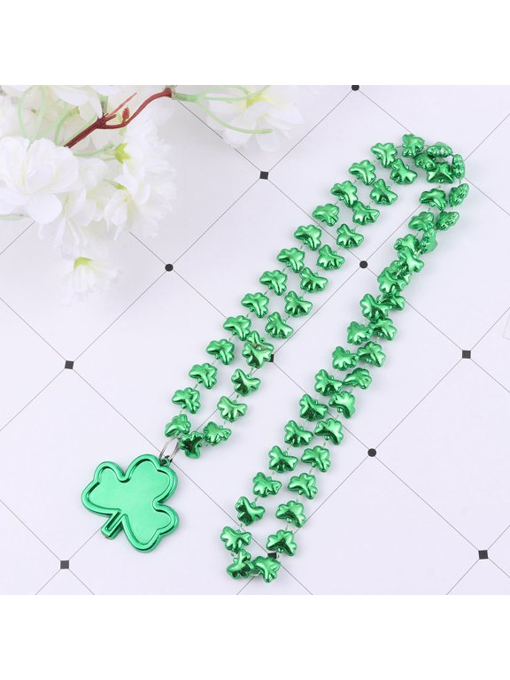 Saint Patricks Plastic Bead Chain Necklace Decoration 4 Pieces