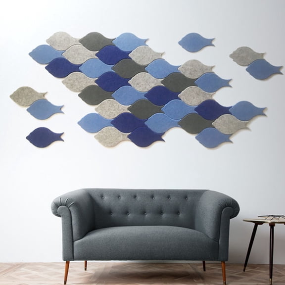 CRILSTYLEO Felt Fish Shapes Set, 4 Pieces Cartoon Fish Felt Decorations for Wall Art, Light Gray Color