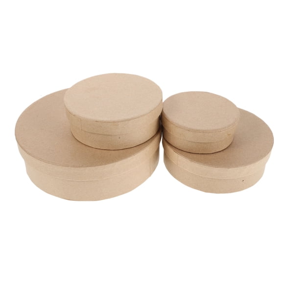 CRILSTYLEO Set of 4 Round Kraft Paper Boxes with Lids, Empty Packaging Containers Perfect for Crafts, , and Floral Arrangements