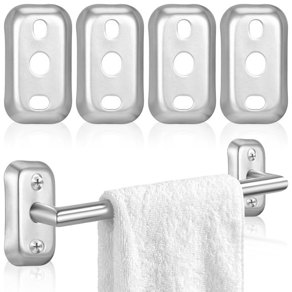 CRILSTYLEO Stainless Steel Towel Bar Base Plates Durable Bathroom Fixtures 4Pcs