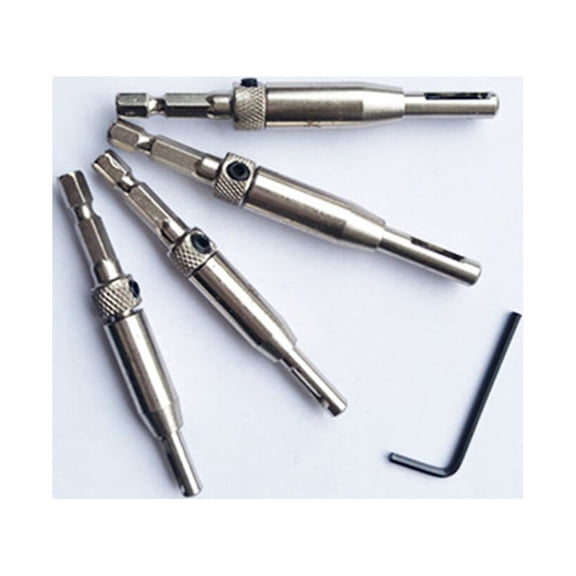 CRILSTYLEO 4 Pcs Self Centering Hinge Drill Bit Set for Precise Wood Positioning
