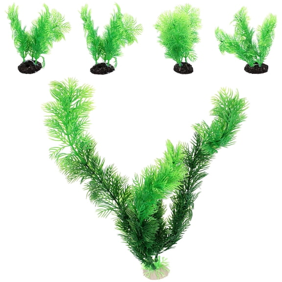 CRILSTYLEO 5PCS Plastic Aquarium Plants Betta Fish Tank Plants Green Natural Style Fish Tank Ornaments