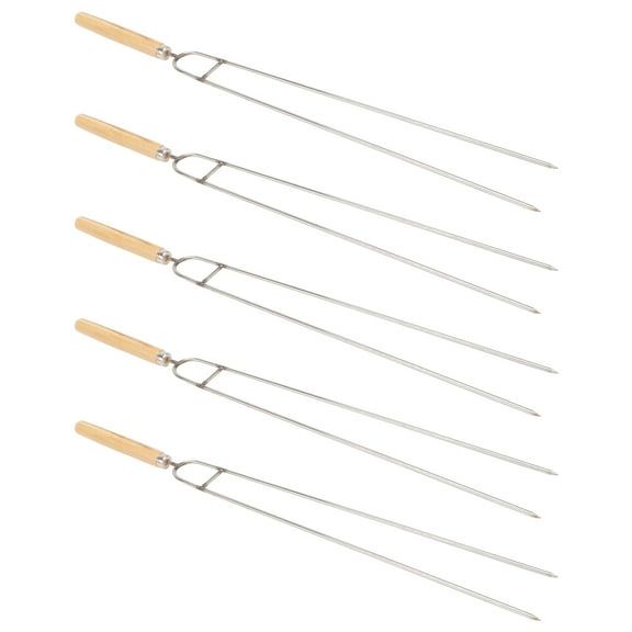 CRILSTYLEO 5PCS Rustproof U-shaped Chicken Wing Barbecue Fork Stainless Steel Silver Grilling Family