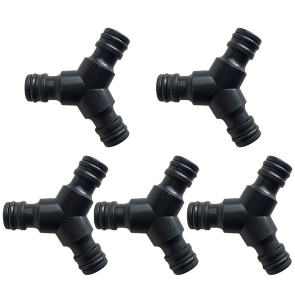 CRILSTYLEO 5Pcs 3 Way Quick Connectors Black ABS Hose Splitter Durable Water Pipe